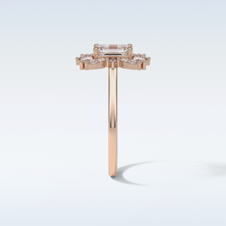 0.92 CT Cluster Engagement Ring Featuring Emerald Moissanite