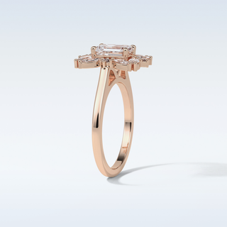 0.92 CT Cluster Engagement Ring Featuring Emerald Moissanite