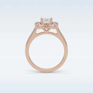 0.92 CT Cluster Engagement Ring Featuring Emerald Moissanite