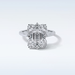 0.92 CT Cluster Engagement Ring Featuring Emerald Moissanite