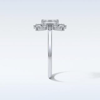 0.92 CT Cluster Engagement Ring Featuring Emerald Moissanite