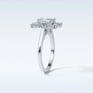 0.92 CT Cluster Engagement Ring Featuring Emerald Moissanite