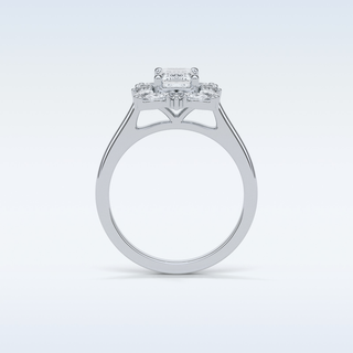 0.92 CT Cluster Engagement Ring Featuring Emerald Moissanite