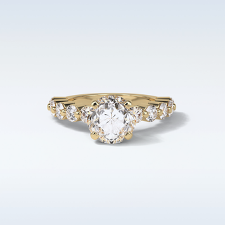 2.2 Pave Engagement Ring Featuring Round Moissanite