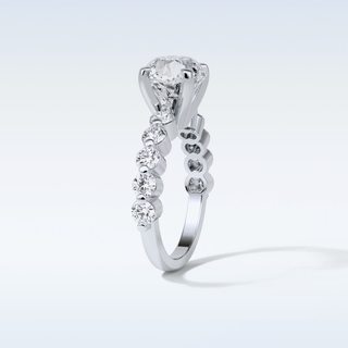 2.2 Pave Engagement Ring Featuring Round Moissanite