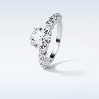 2.2 Pave Engagement Ring Featuring Round Moissanite