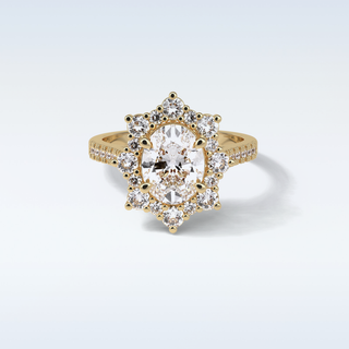 1.91 Cluster Engagement Ring Featuring Oval Moissanite