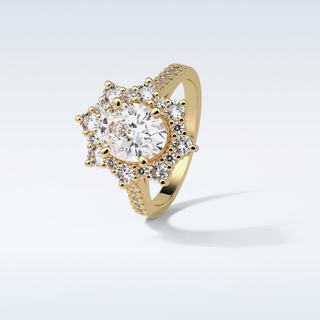 1.91 Cluster Engagement Ring Featuring Oval Moissanite