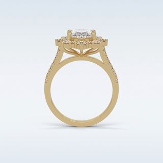 1.91 Cluster Engagement Ring Featuring Oval Moissanite