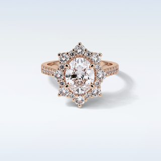1.91 Cluster Engagement Ring Featuring Oval Moissanite