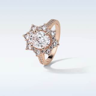 1.91 Cluster Engagement Ring Featuring Oval Moissanite