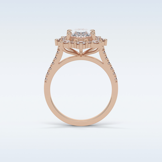 1.91 Cluster Engagement Ring Featuring Oval Moissanite