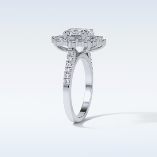 1.91 Cluster Engagement Ring Featuring Oval Moissanite
