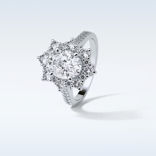 1.91 Cluster Engagement Ring Featuring Oval Moissanite