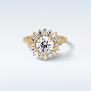 1.35 Cluster Engagement Ring Featuring Round Moissanite