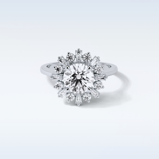 1.35 Cluster Engagement Ring Featuring Round Moissanite