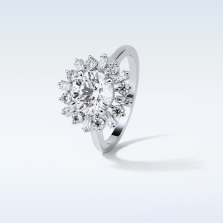 1.35 Cluster Engagement Ring Featuring Round Moissanite