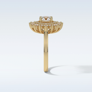 1 Double Halo Engagement Ring Featuring Round Moissanite