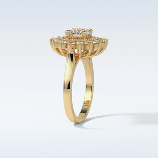 1 Double Halo Engagement Ring Featuring Round Moissanite