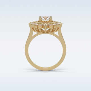 1 Double Halo Engagement Ring Featuring Round Moissanite