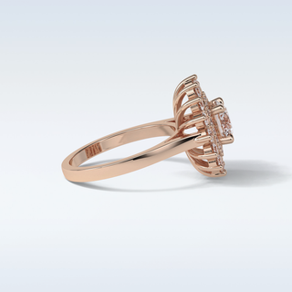 1 Double Halo Engagement Ring Featuring Round Moissanite