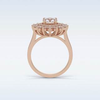 1 Double Halo Engagement Ring Featuring Round Moissanite