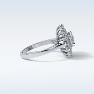 1 Double Halo Engagement Ring Featuring Round Moissanite