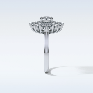 1 Double Halo Engagement Ring Featuring Round Moissanite