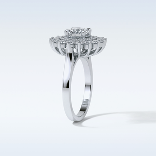 1 Double Halo Engagement Ring Featuring Round Moissanite