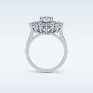 1 Double Halo Engagement Ring Featuring Round Moissanite