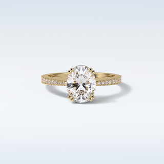 1.60 Pave Engagement Ring Featuring Oval Moissanite