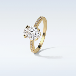 1.60 Pave Engagement Ring Featuring Oval Moissanite