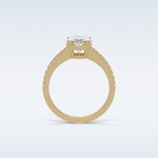 1.60 Pave Engagement Ring Featuring Oval Moissanite