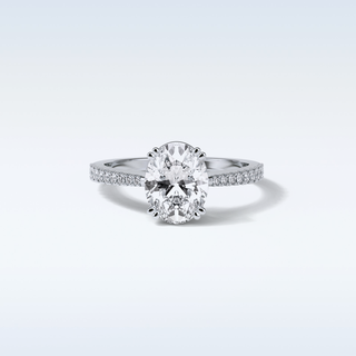 1.60 Pave Engagement Ring Featuring Oval Moissanite