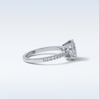 1.60 Pave Engagement Ring Featuring Oval Moissanite