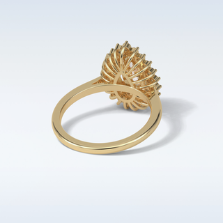 0.94 Double Halo Engagement Ring Featuring Pear Moissanite