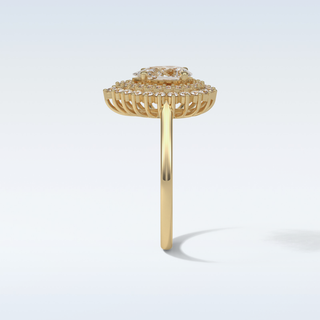 0.94 Double Halo Engagement Ring Featuring Pear Moissanite