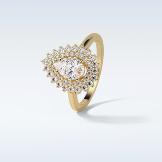 0.94 Double Halo Engagement Ring Featuring Pear Moissanite
