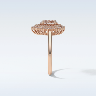 0.94 Double Halo Engagement Ring Featuring Pear Moissanite