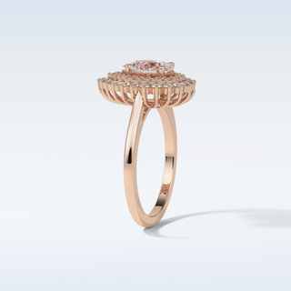 0.94 Double Halo Engagement Ring Featuring Pear Moissanite