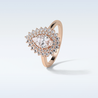 0.94 Double Halo Engagement Ring Featuring Pear Moissanite