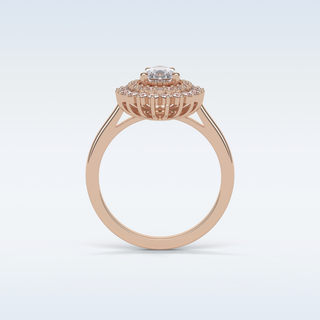 0.94 Double Halo Engagement Ring Featuring Pear Moissanite