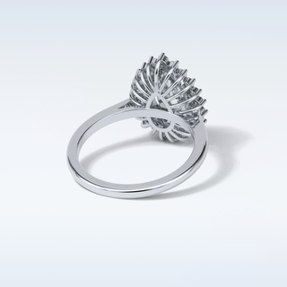 0.94 Double Halo Engagement Ring Featuring Pear Moissanite
