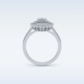 0.94 Double Halo Engagement Ring Featuring Pear Moissanite