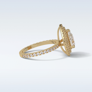 1.33 Double Halo Engagement Ring Featuring Pear Moissanite