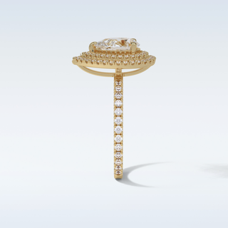 1.33 Double Halo Engagement Ring Featuring Pear Moissanite