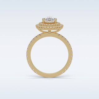 1.33 Double Halo Engagement Ring Featuring Pear Moissanite