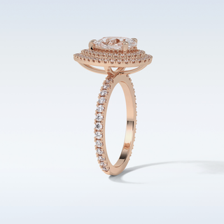 1.33 Double Halo Engagement Ring Featuring Pear Moissanite
