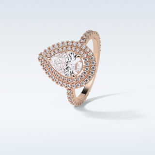 1.33 Double Halo Engagement Ring Featuring Pear Moissanite
