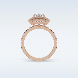 1.33 Double Halo Engagement Ring Featuring Pear Moissanite